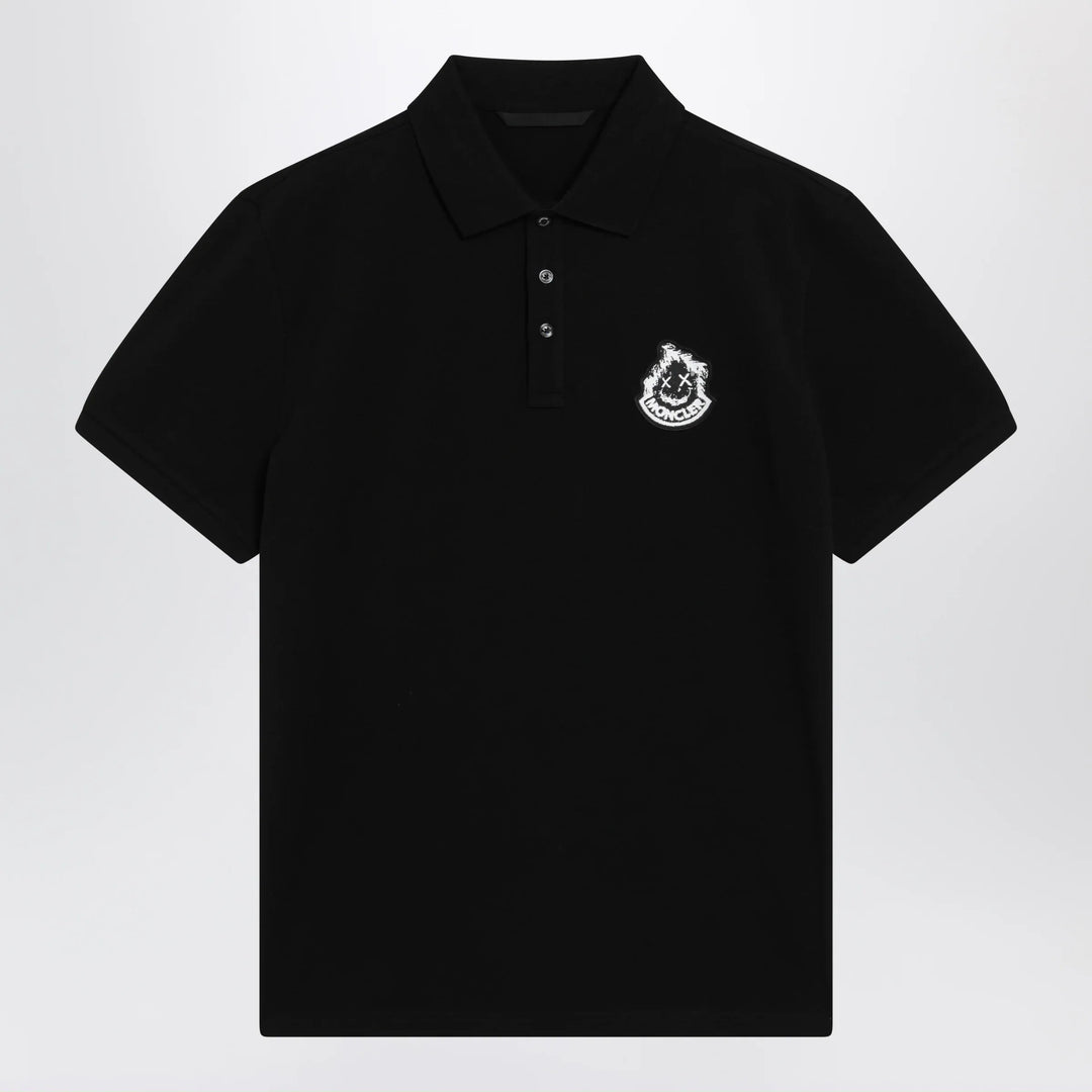 Moncler - Black cotton piqué polo shirt with logo Brand Apparel &amp; Accessories > Clothing > Shirts &amp; Tops