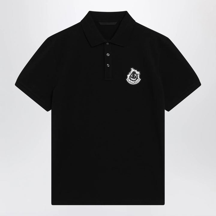 Moncler - Black cotton piqué polo shirt with logo Brand Apparel &amp; Accessories > Clothing > Shirts &amp; Tops