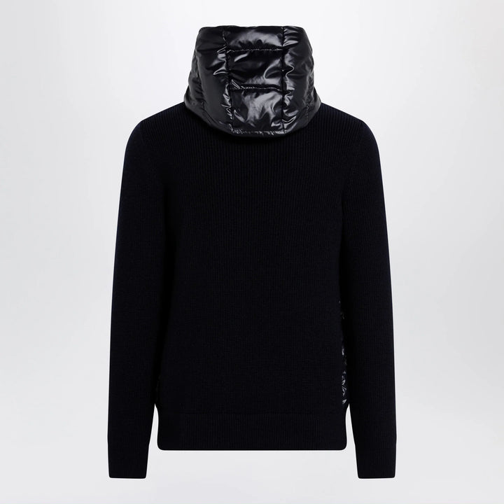Moncler - Blue padded wool zip-up hoodie Brand Apparel &amp; Accessories > Clothing > Shirts &amp; Tops