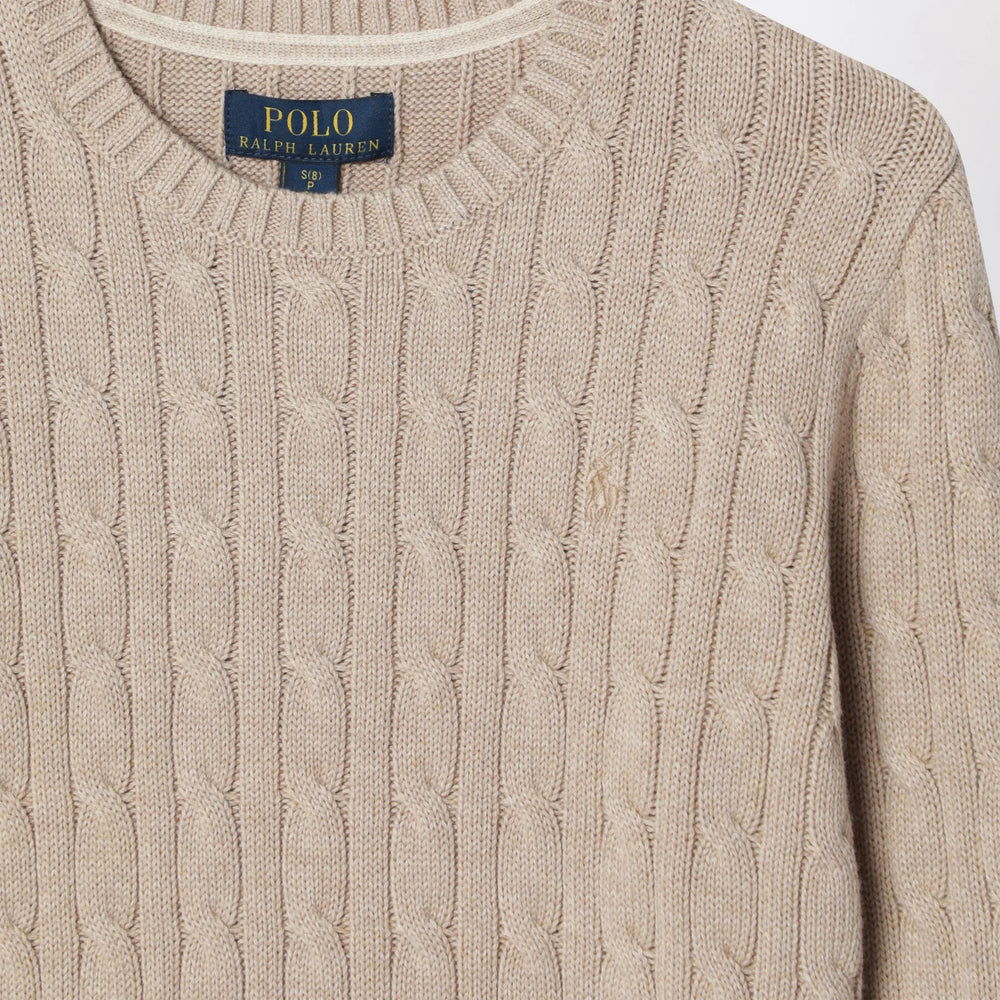 Polo Ralph Lauren - Cable-knit cotton crewneck sweater in tan heather Brand Apparel & Accessories > Clothing > Shirts & Tops