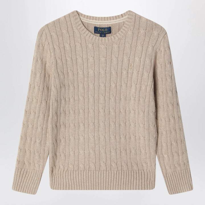 Polo Ralph Lauren - Cable-knit cotton crewneck sweater in tan heather Brand Apparel &amp; Accessories > Clothing > Shirts &amp; Tops