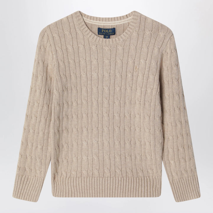 Polo Ralph Lauren - Cable-knit cotton crewneck sweater in tan heather Brand Apparel &amp; Accessories > Clothing > Shirts &amp; Tops M