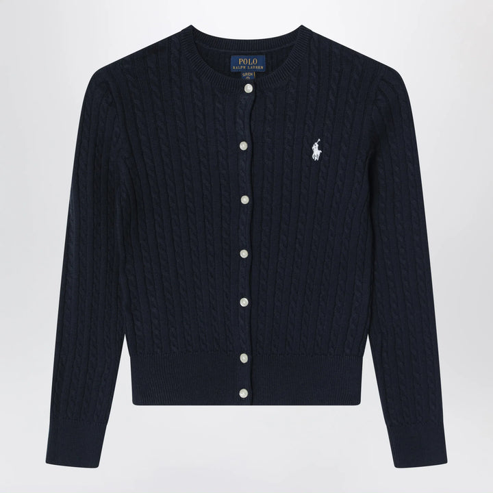 Polo Ralph Lauren - Navy blue fine cable-knit cotton cardigan Brand Apparel &amp; Accessories > Clothing > Shirts &amp; Tops M