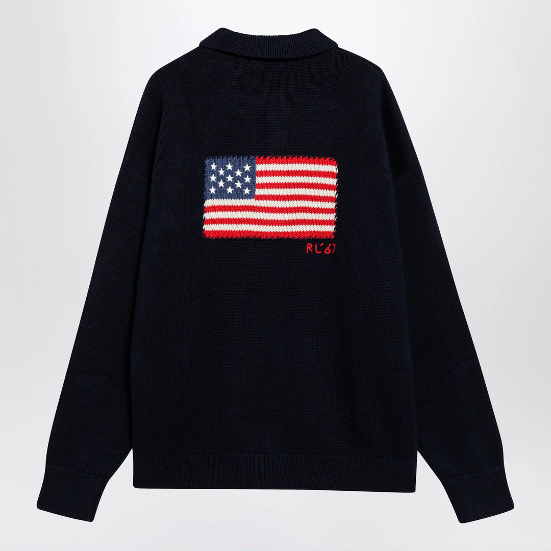Polo Ralph Lauren - Navy blue polo sweater with flag motif Brand Apparel &amp; Accessories > Clothing > Shirts &amp; Tops