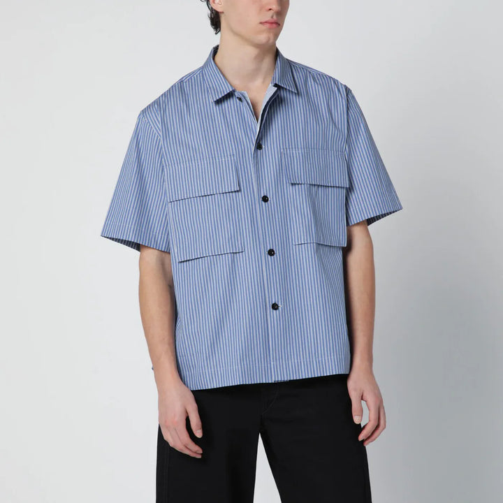 Sacai - Light blue striped cotton shirt Brand Apparel &amp; Accessories > Clothing > Shirts &amp; Tops 2