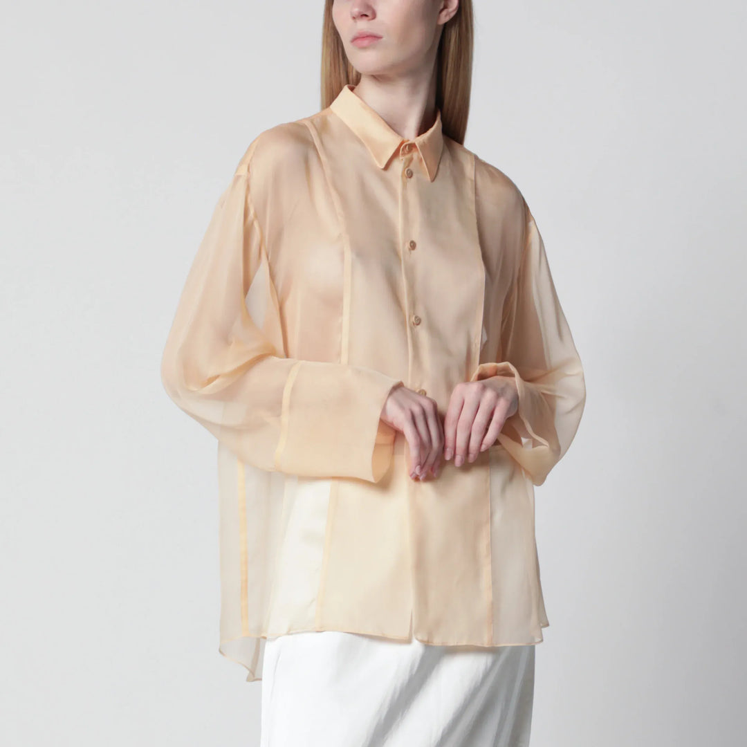 Semi-sheer beige shirt Brand Apparel &amp; Accessories > Clothing > Shirts &amp; Tops