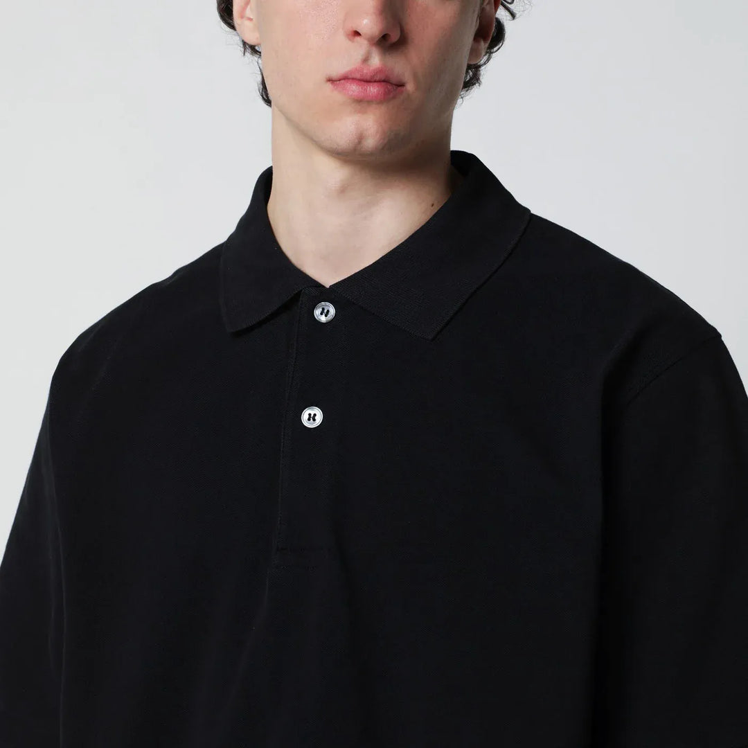 STUDIO NICHOLSON - Balaton polo black in cotton piqué Brand Apparel &amp; Accessories > Clothing > Shirts &amp; Tops