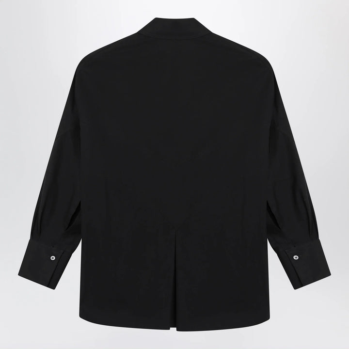 The Attico - Black cotton shirt with logo Brand Apparel &amp; Accessories > Clothing > Shirts &amp; Tops