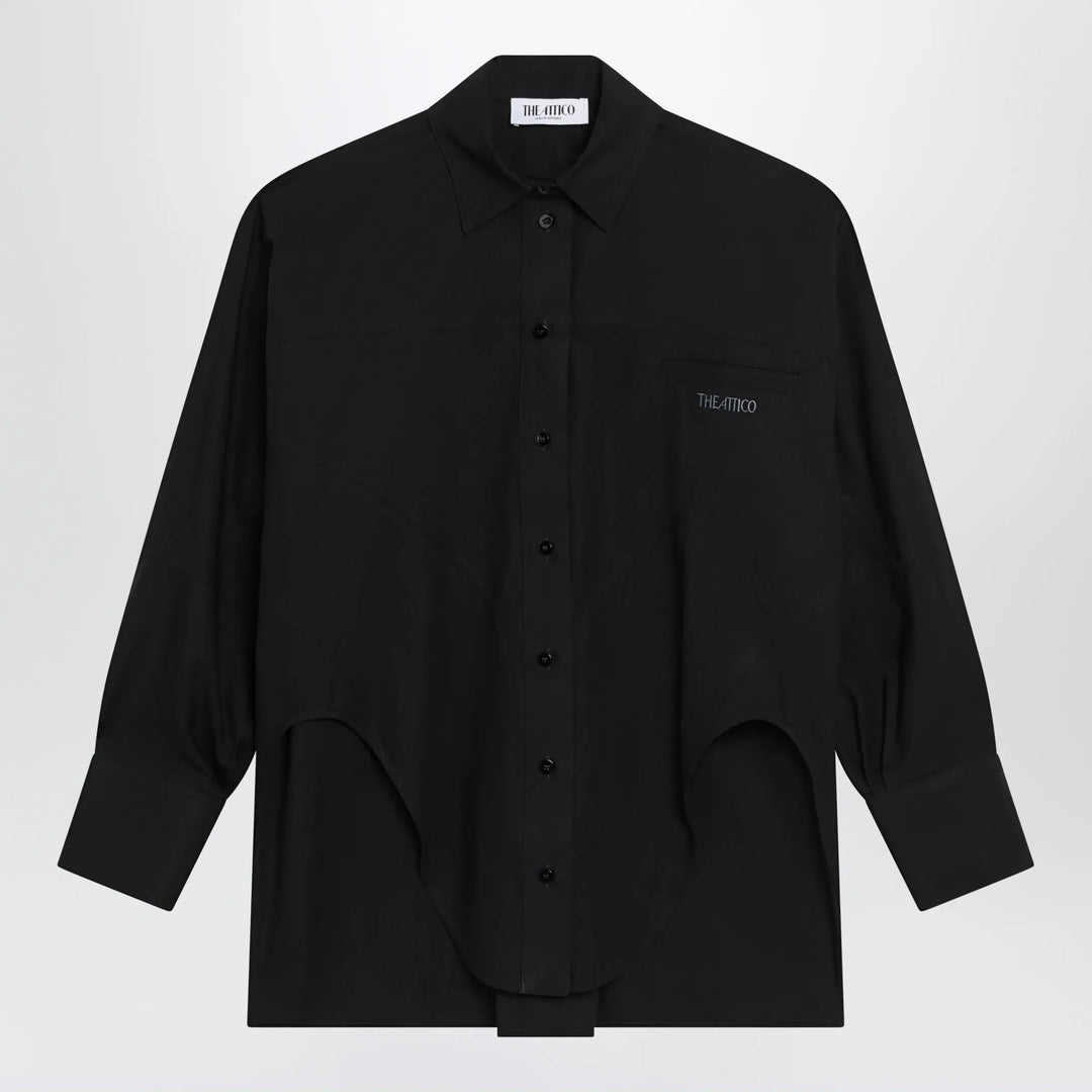 The Attico - Black cotton shirt with logo Brand Apparel &amp; Accessories > Clothing > Shirts &amp; Tops