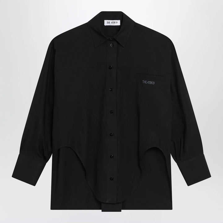 The Attico - Black cotton shirt with logo Brand Apparel &amp; Accessories > Clothing > Shirts &amp; Tops 38  IT