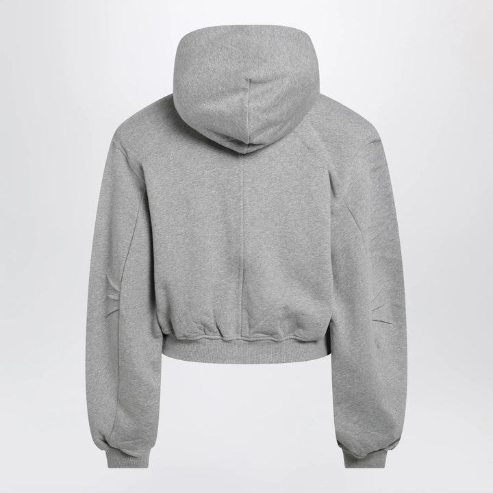 The Attico - Boxy zip-up hoodie in melange grey cotton Brand Apparel &amp; Accessories > Clothing > Shirts &amp; Tops