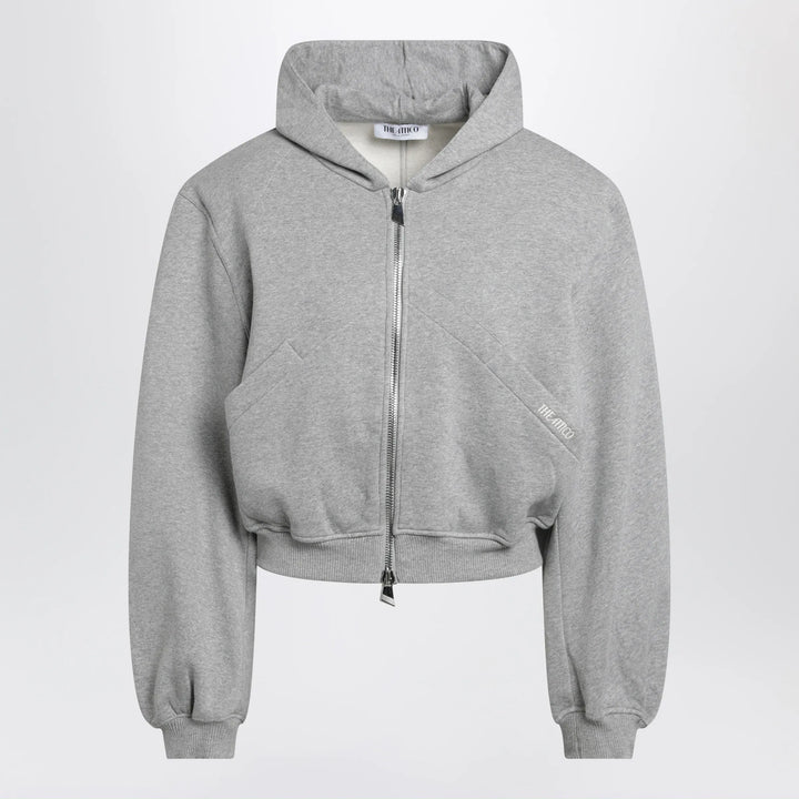 The Attico - Boxy zip-up hoodie in melange grey cotton Brand Apparel &amp; Accessories > Clothing > Shirts &amp; Tops 40  IT