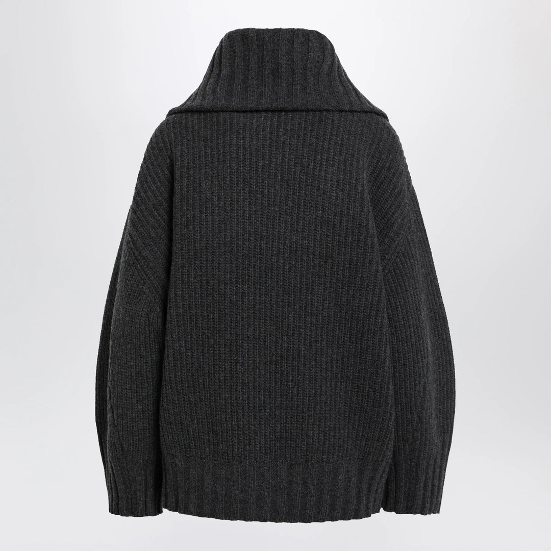 The Attico - Dark grey wool and cashmere sweater with zip Brand Apparel &amp; Accessories > Clothing > Shirts &amp; Tops 42  IT