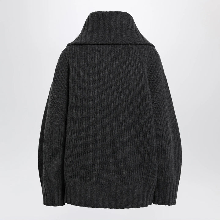 The Attico - Dark grey wool and cashmere sweater with zip Brand Apparel &amp; Accessories > Clothing > Shirts &amp; Tops 42  IT
