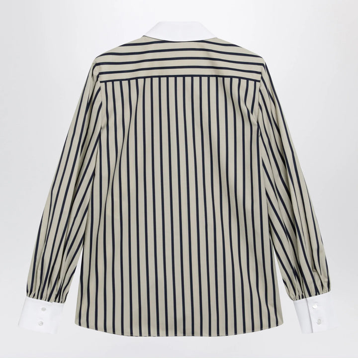 Valentino - Striped cotton shirt with scarf in beige and blue Brand Apparel &amp; Accessories > Clothing > Shirts &amp; Tops 40  IT