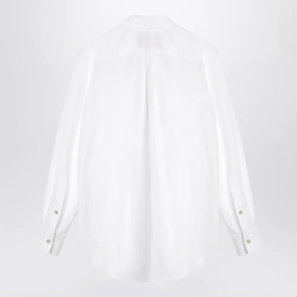 Valentino - White cotton shirt with ruffles Brand Apparel & Accessories > Clothing > Shirts & Tops 40  IT