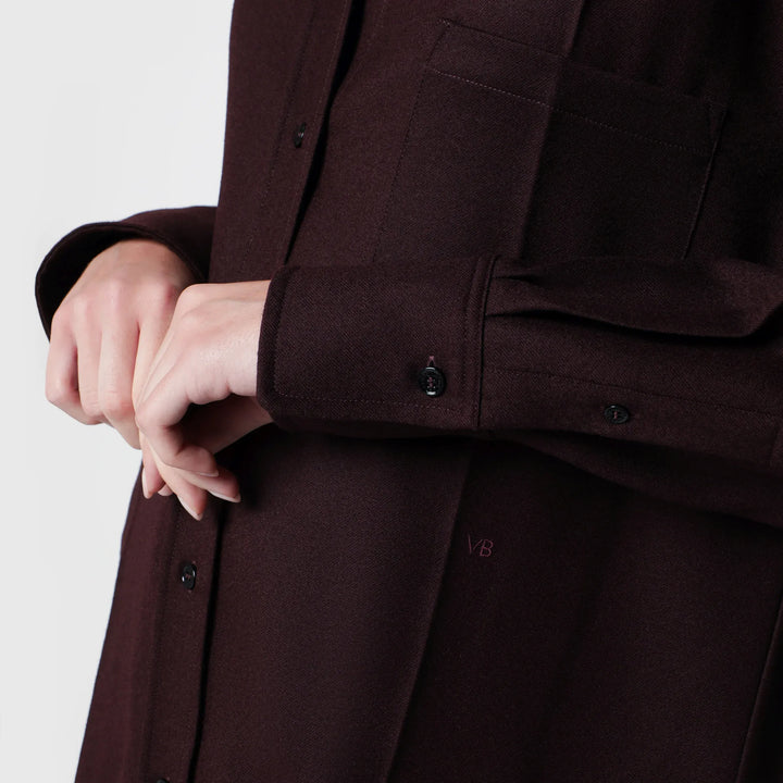 Victoria Beckham - Virgin wool flannel shirt in acai Brand Apparel &amp; Accessories > Clothing > Shirts &amp; Tops