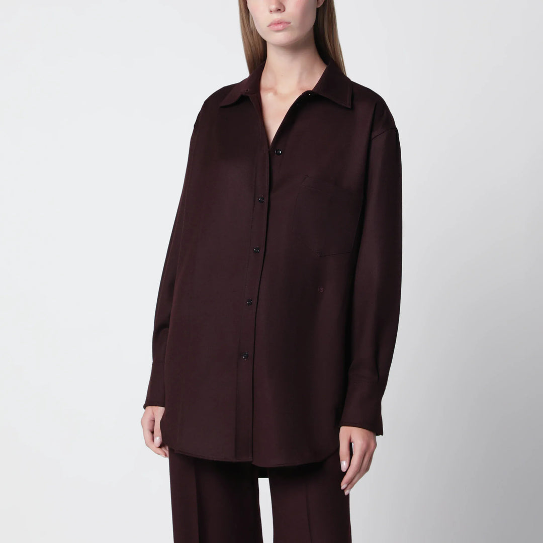 Victoria Beckham - Virgin wool flannel shirt in acai Brand Apparel &amp; Accessories > Clothing > Shirts &amp; Tops