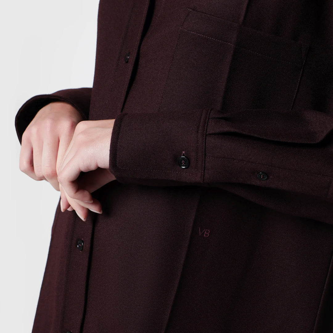 Victoria Beckham - Virgin wool flannel shirt in acai Brand Apparel &amp; Accessories > Clothing > Shirts &amp; Tops