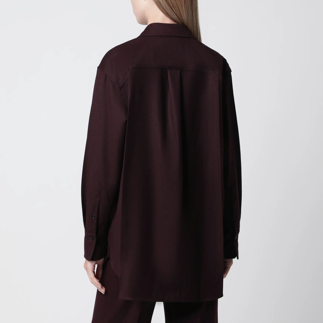 Victoria Beckham - Virgin wool flannel shirt in acai Brand Apparel &amp; Accessories > Clothing > Shirts &amp; Tops