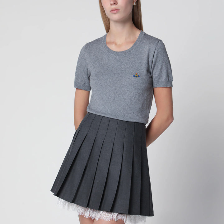 Vivienne Westwood - Bea knit cotton-cashmere T-shirt in dark grey Brand Apparel &amp; Accessories > Clothing > Shirts &amp; Tops