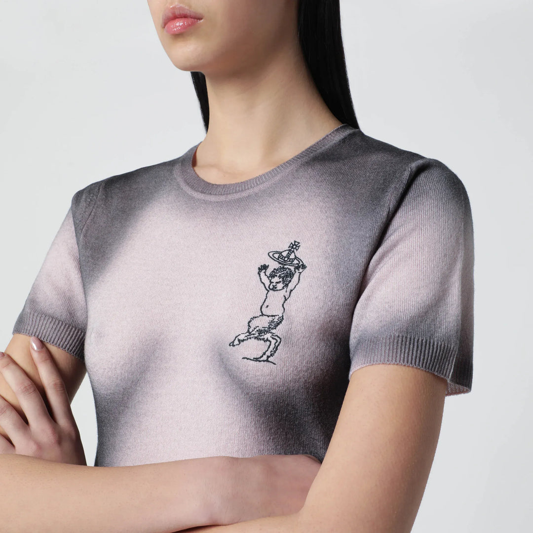 Vivienne Westwood - Pink/black dégradé-effect knit top Brand Apparel &amp; Accessories > Clothing > Shirts &amp; Tops
