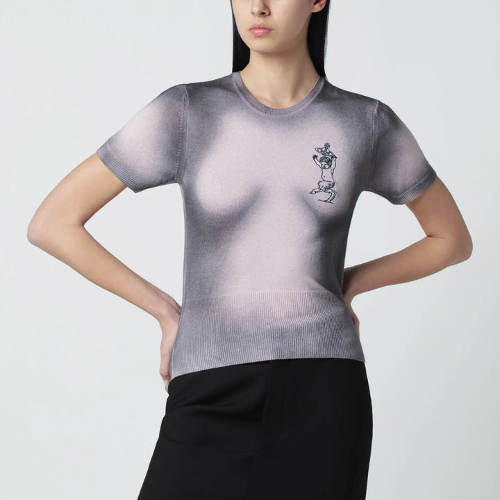 Vivienne Westwood - Pink/black dégradé-effect knit top Brand Apparel &amp; Accessories > Clothing > Shirts &amp; Tops