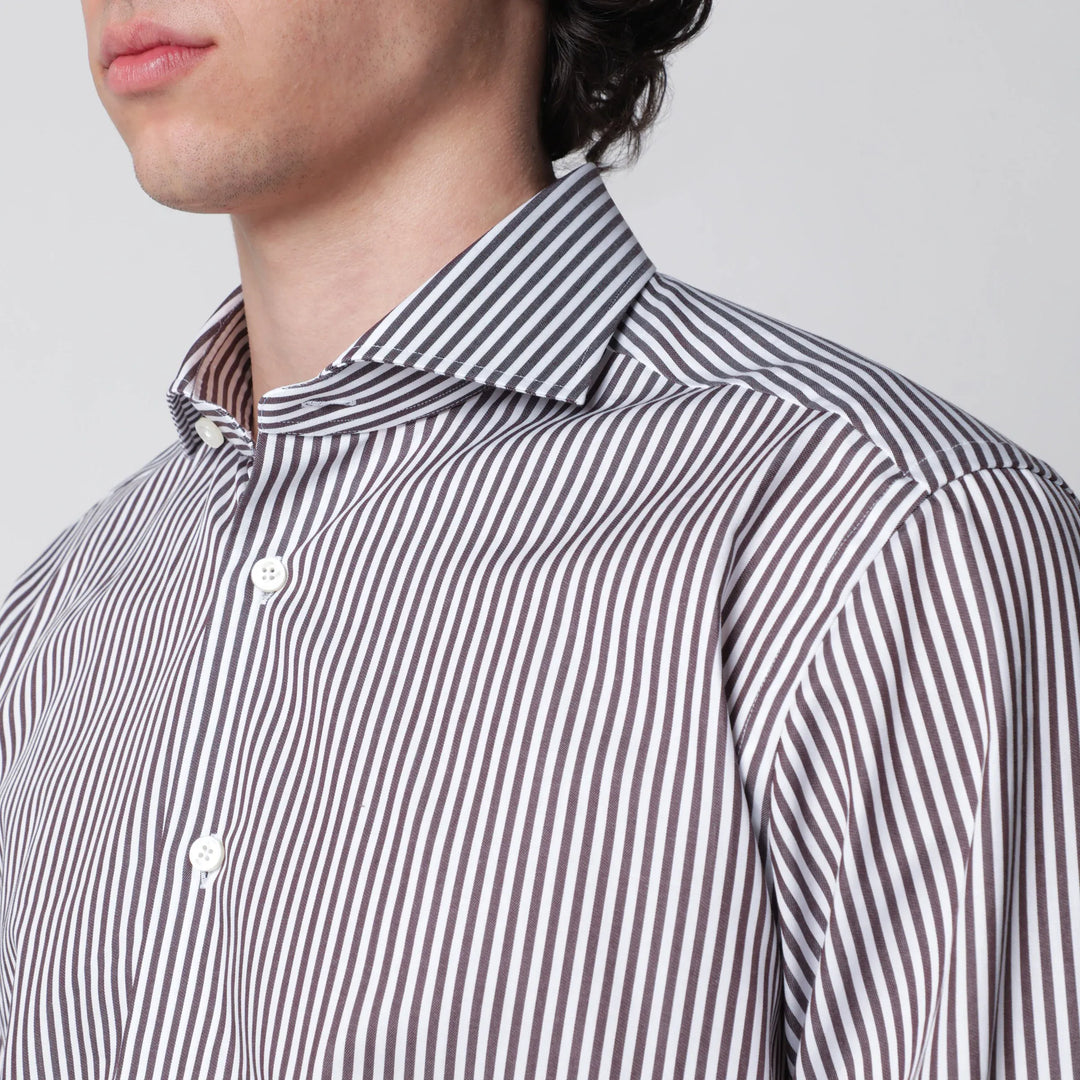 XACUS - White/brown striped Travel shirt Brand Apparel &amp; Accessories > Clothing > Shirts &amp; Tops