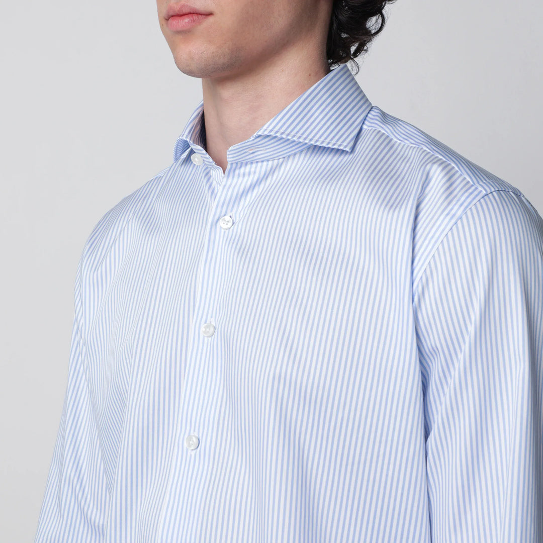 XACUS - White/light blue cotton Travel shirt Brand Apparel &amp; Accessories > Clothing > Shirts &amp; Tops