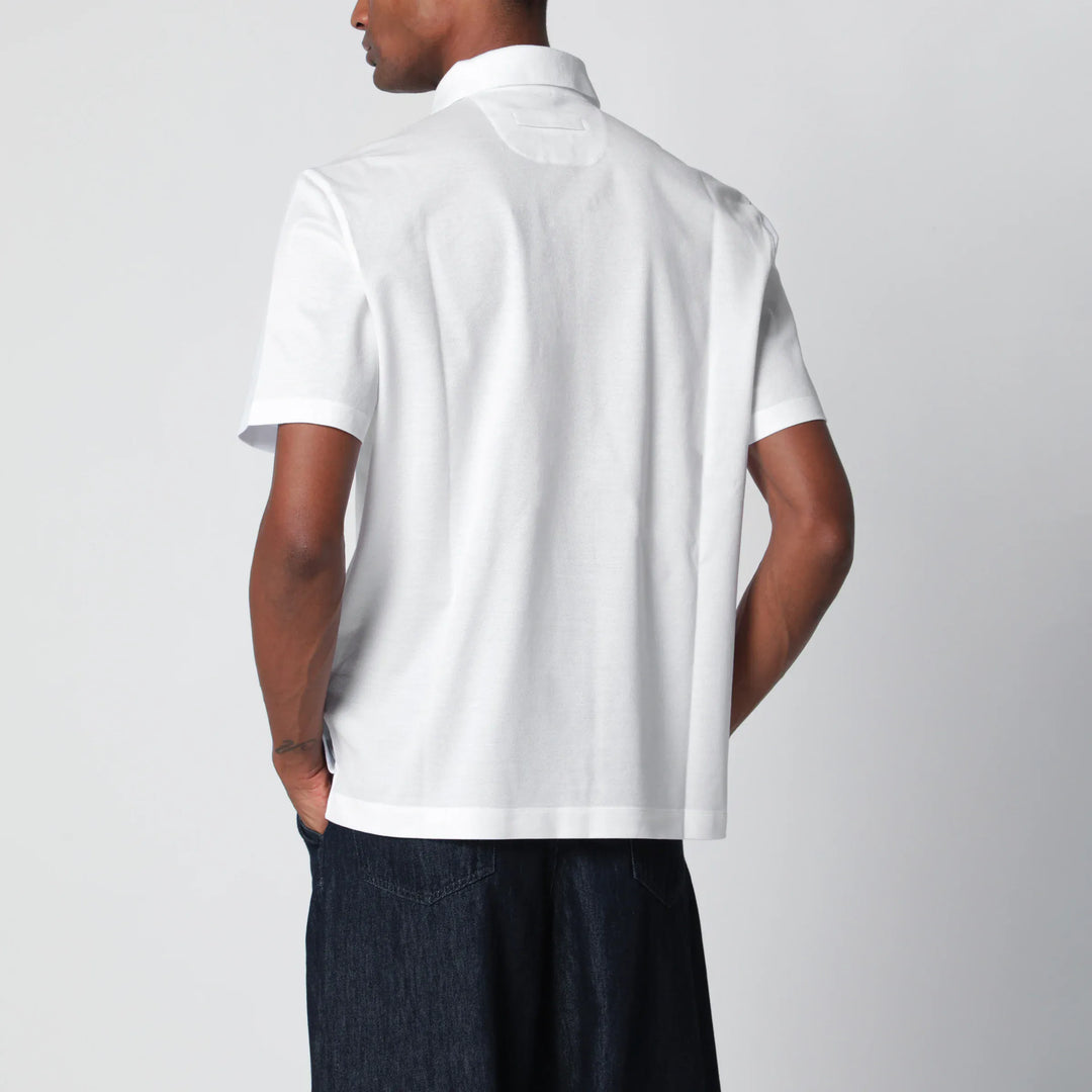 ZEGNA - White cotton piqué polo shirt Brand Apparel &amp; Accessories > Clothing > Shirts &amp; Tops