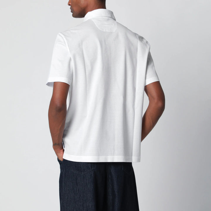 ZEGNA - White cotton piqué polo shirt Brand Apparel &amp; Accessories > Clothing > Shirts &amp; Tops