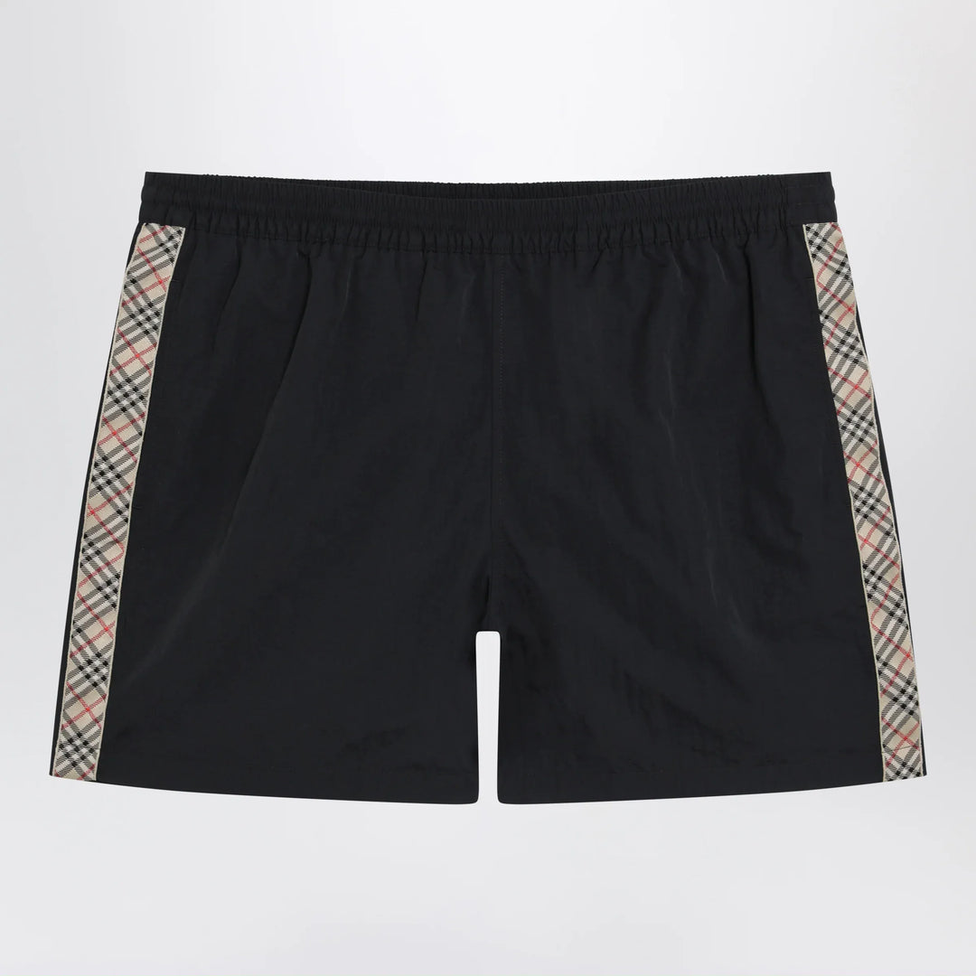 Burberry - Slim-fit swim shorts with Check trim in black nylon Brand Apparel &amp; Accessories > Clothing > Shorts L
