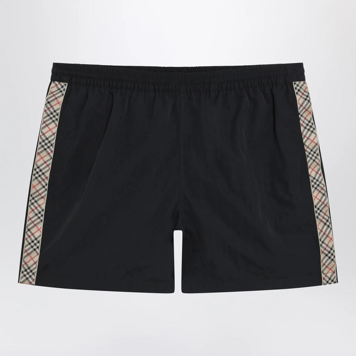 Burberry - Slim-fit swim shorts with Check trim in black nylon Brand Apparel &amp; Accessories > Clothing > Shorts L