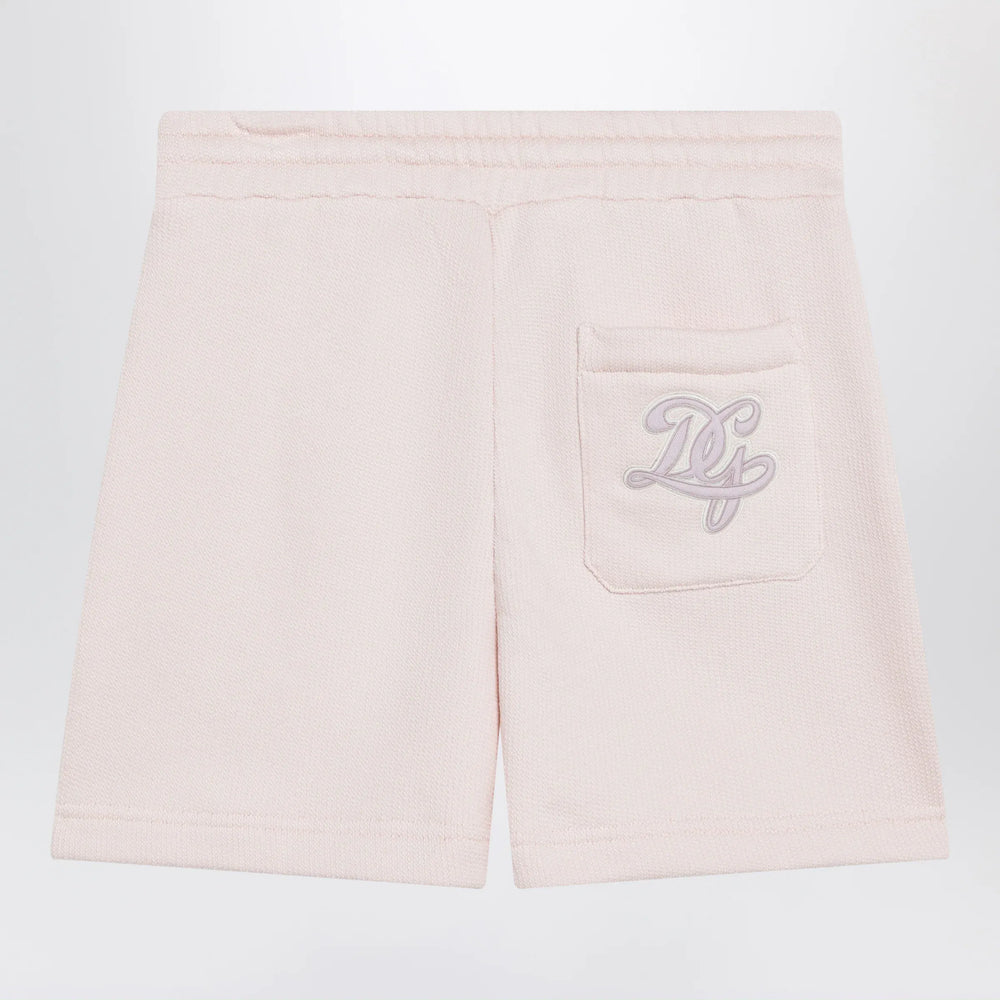 Dolce&Gabbana - Pink cotton drawstring shorts with embroidered logo Brand Apparel & Accessories > Clothing > Shorts