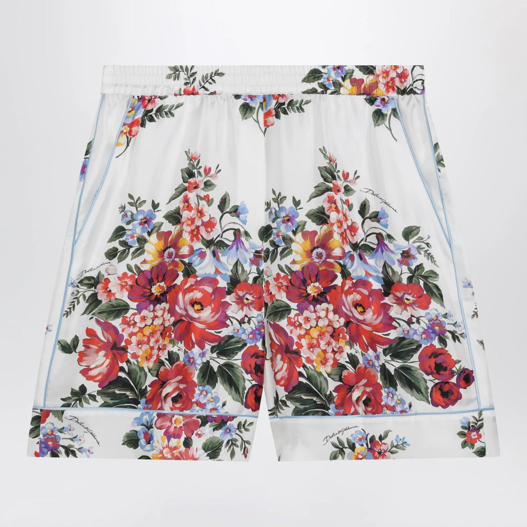 Dolce&amp;Gabbana - Vanity bermuda shorts in silk twill, white floral print Brand Apparel &amp; Accessories > Clothing > Shorts 38  IT