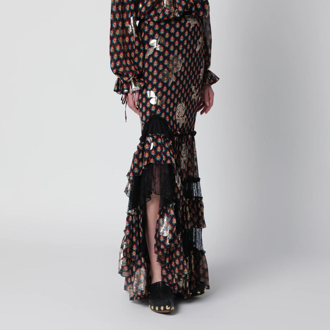 ETRO - Long skirt in silk blend with fil coupé Brand Apparel &amp; Accessories > Clothing > Skirts