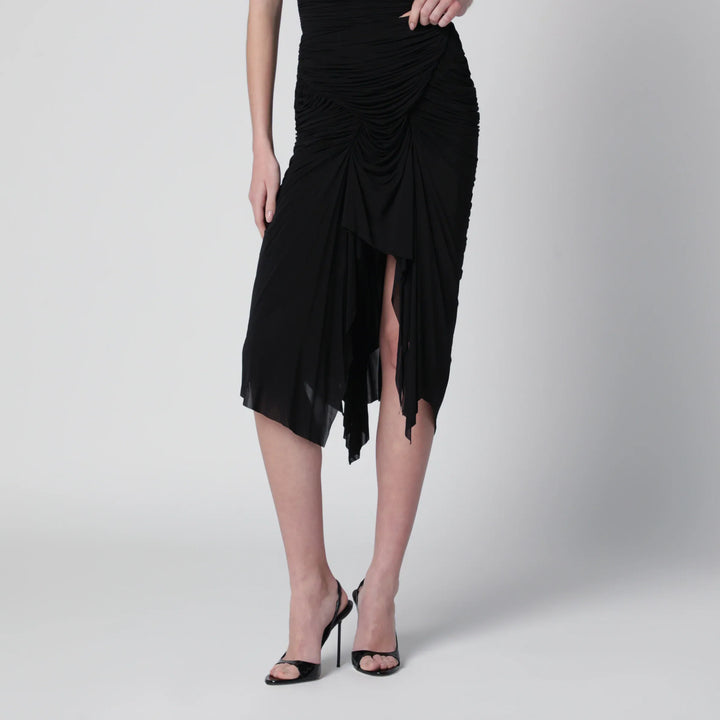 Francesco Murano - Black draped skirt with front slit Brand Apparel &amp; Accessories > Clothing > Skirts 40  IT