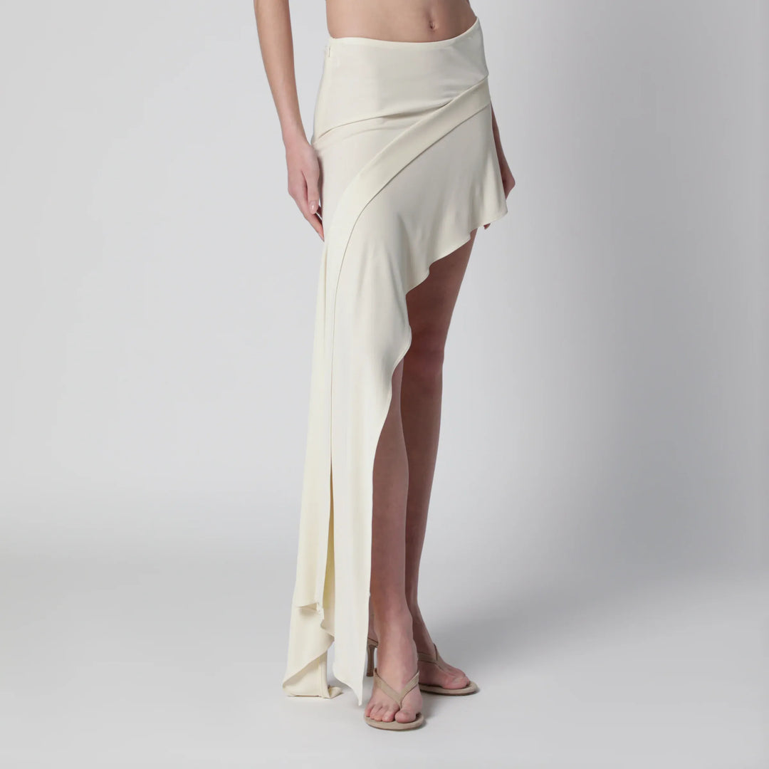 Francesco Murano - White mini skirt with side train Brand Apparel &amp; Accessories > Clothing > Skirts