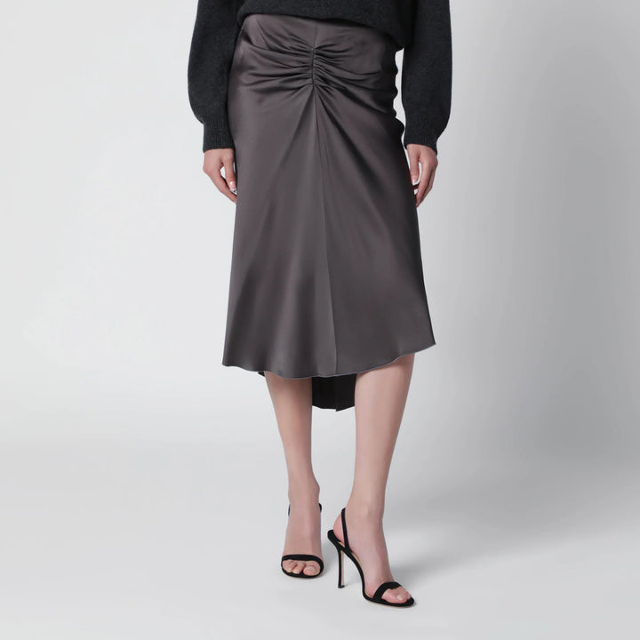 Victoria Beckham - Bela midi skirt in mineral grey crêpe satin Brand Apparel &amp; Accessories > Clothing > Skirts
