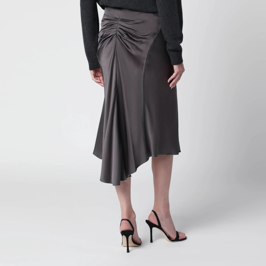 Victoria Beckham - Bela midi skirt in mineral grey crêpe satin Brand Apparel &amp; Accessories > Clothing > Skirts