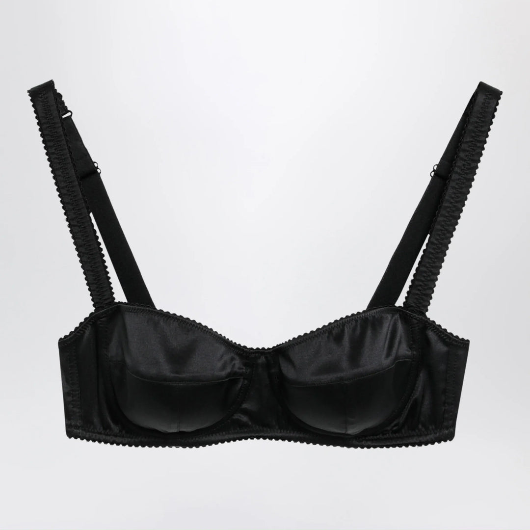 Dolce&amp;Gabbana - Balconette bra in stretch silk satin, black Brand Apparel &amp; Accessories 1B