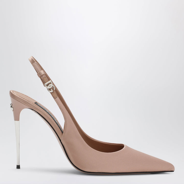 Apparel &amp; Accessories Dolce&amp;Gabbana - Beige satin slingback with DG logo Brand
