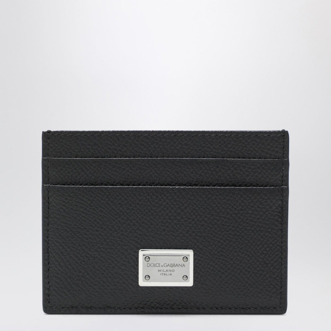 Apparel &amp; Accessories TU Dolce&amp;Gabbana - Black dauphine leather card holder with logo plaque Brand