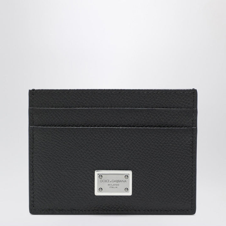 Apparel &amp; Accessories TU Dolce&amp;Gabbana - Black dauphine leather card holder with logo plaque Brand