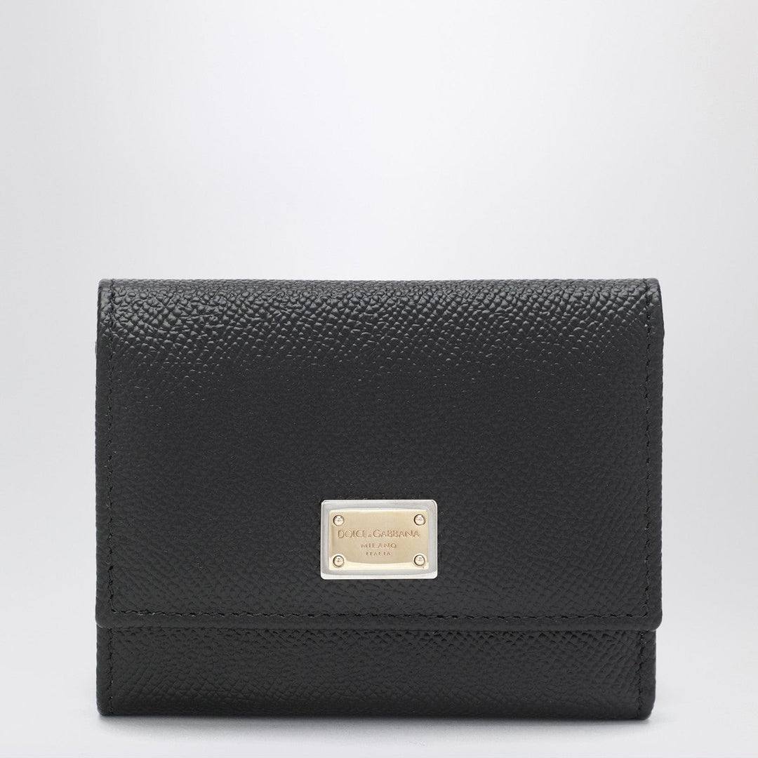 Apparel & Accessories TU Dolce&Gabbana - Black dauphine leather wallet with logo plaque Brand