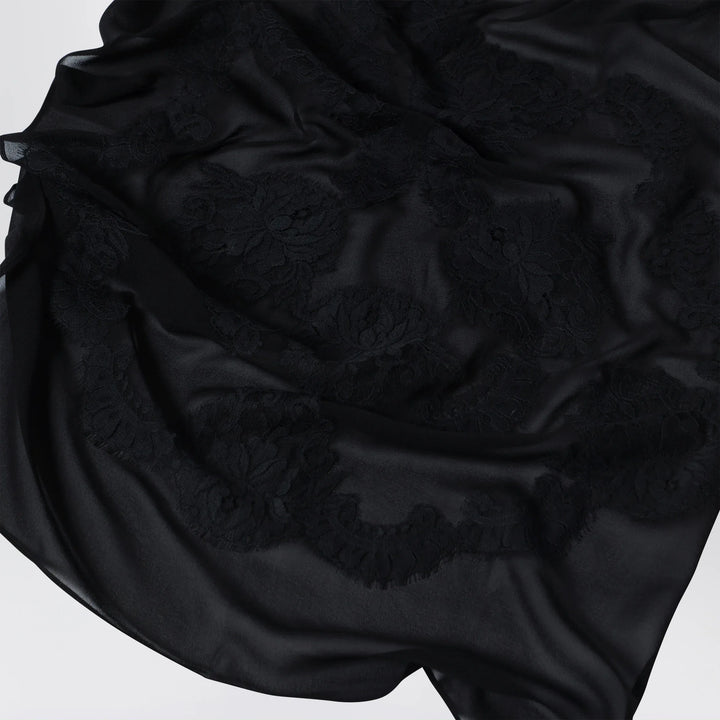 Dolce&amp;Gabbana - Black silk stole with floral embroidery Brand Apparel &amp; Accessories TU