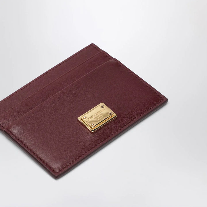 Dolce&amp;Gabbana - Bordeaux leather cardholder with logo plate Brand Apparel &amp; Accessories TU
