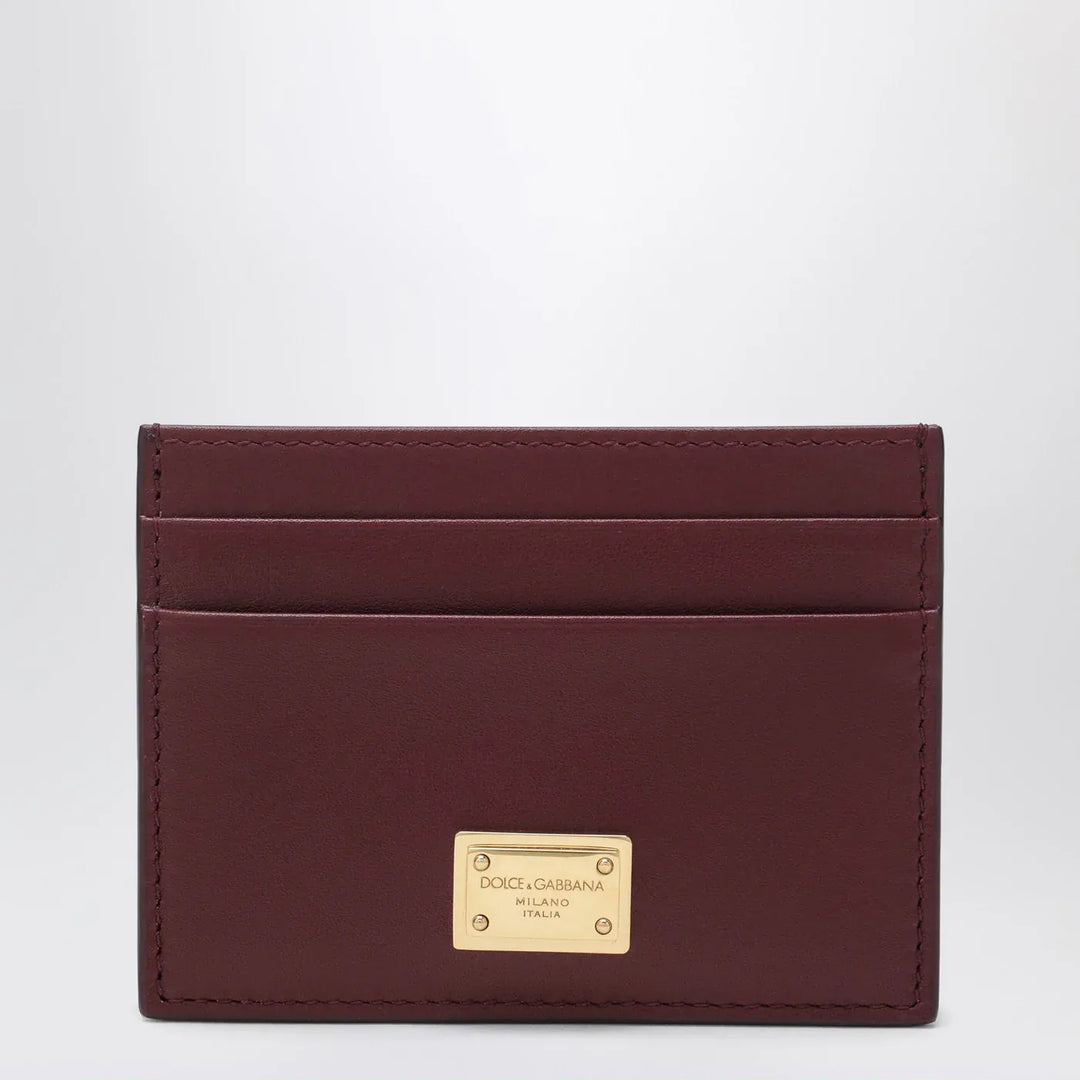 Dolce&amp;Gabbana - Bordeaux leather cardholder with logo plate Brand Apparel &amp; Accessories TU