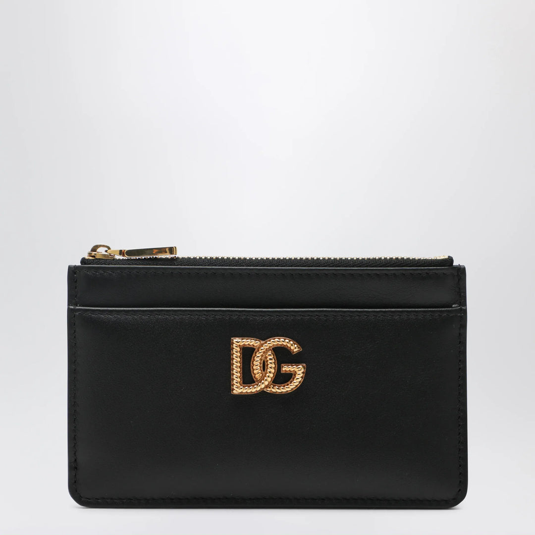 Dolce&amp;Gabbana - Calfskin leather card holder with DG logo in black Brand Apparel &amp; Accessories TU