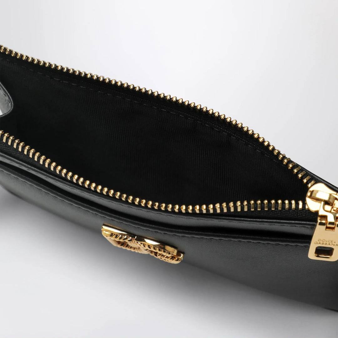 Dolce&amp;Gabbana - Calfskin leather card holder with DG logo in black Brand Apparel &amp; Accessories TU